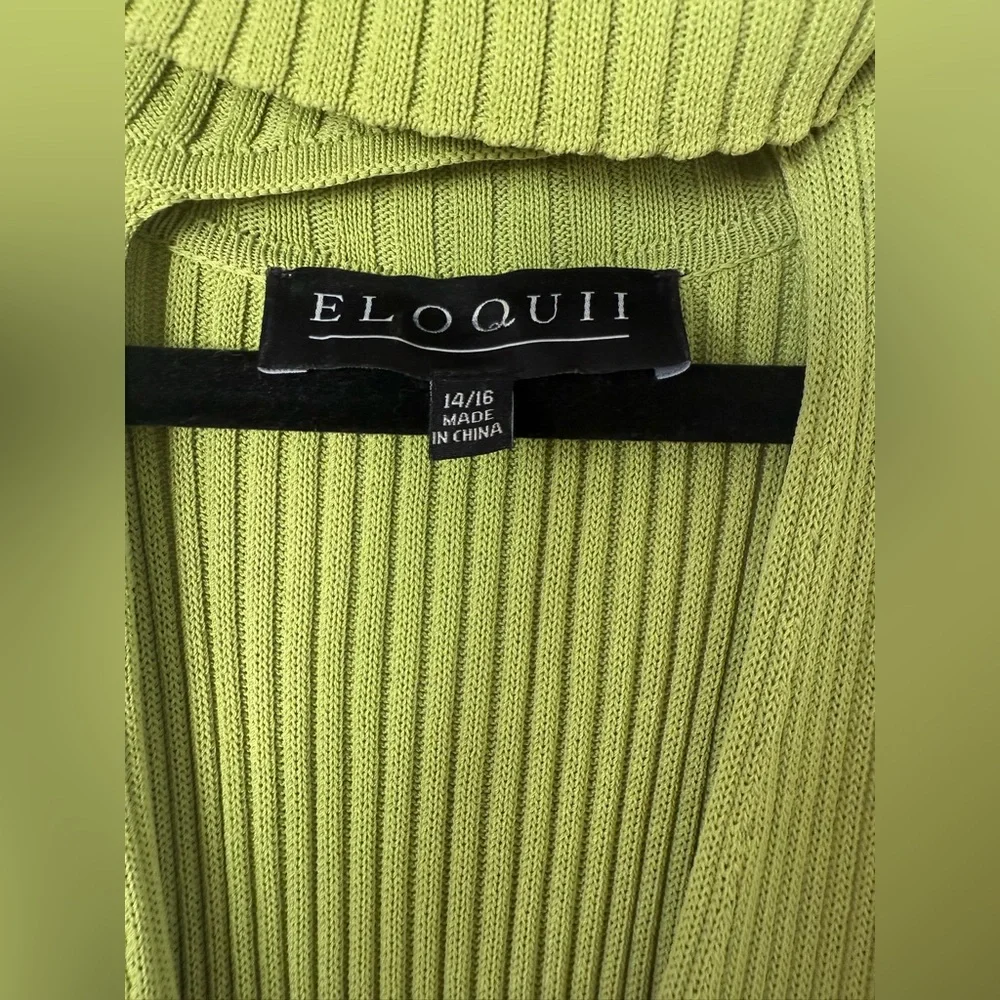 ELOQUII Green Ribbed Keyhole Front Sleeveless Turtle Neck Maxi Dress - Picture 5 of 8